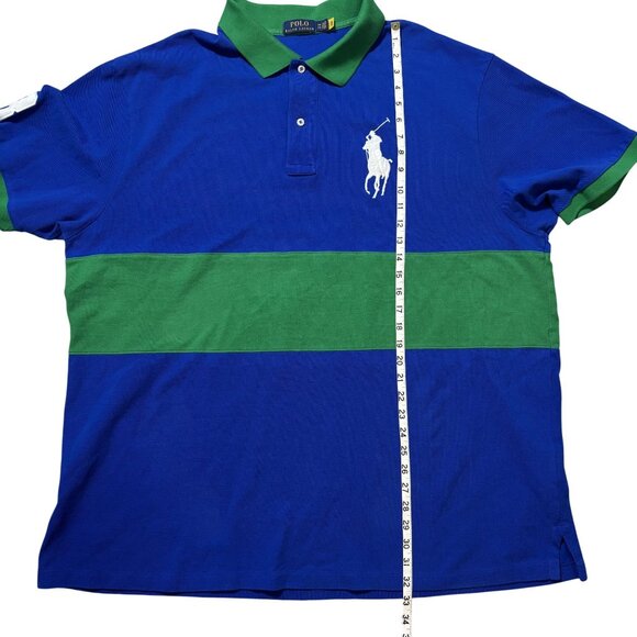 Polo Ralph Lauren 3XB Rugby Polo Shirt Blue Green Big Pony Logo Preppy - Picture 7 of 8